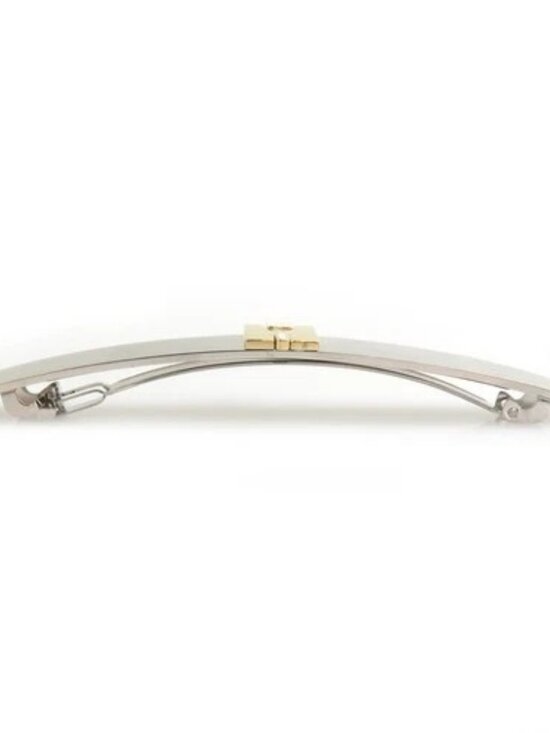 Auth HERMES Barrette Hair Clip Silver/Gold/Off White Metal/Enamel - e61535g main image 6
